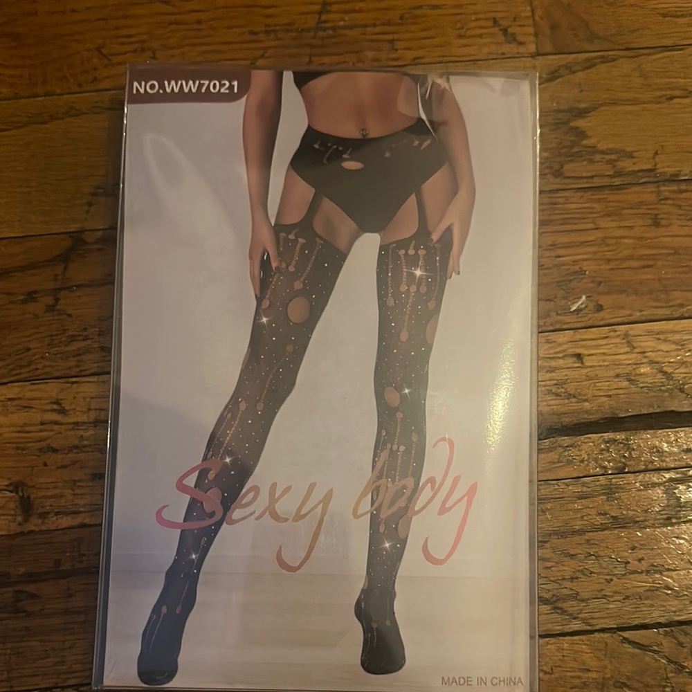 Sexy Black Cut-Out Thigh-High Stockings